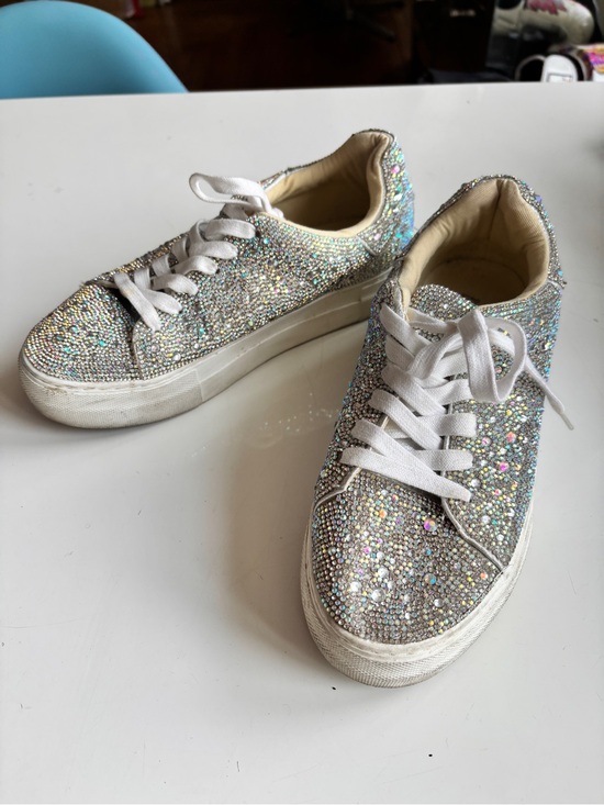 Betsey Johnson Shoes - Betsey Johnson Silver Holographic Rhinestone Sneakers